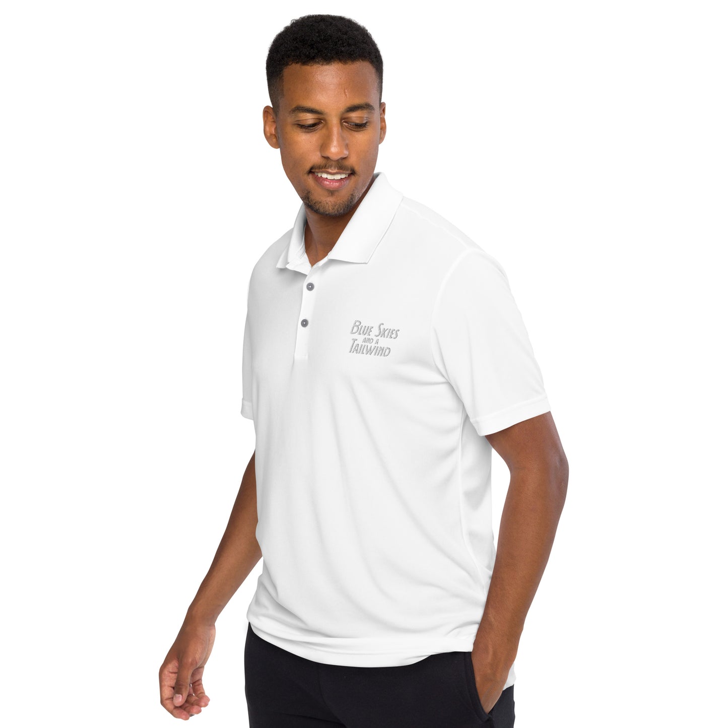 Blue Skies and Tailwind Text Logo adidas performance polo shirt