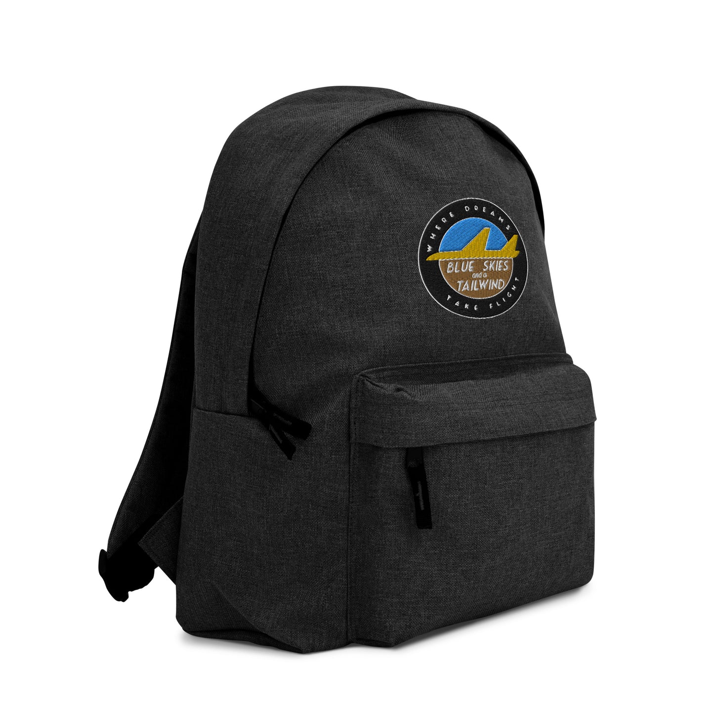 Blue Skies and a Tailwind Embroidered Backpack