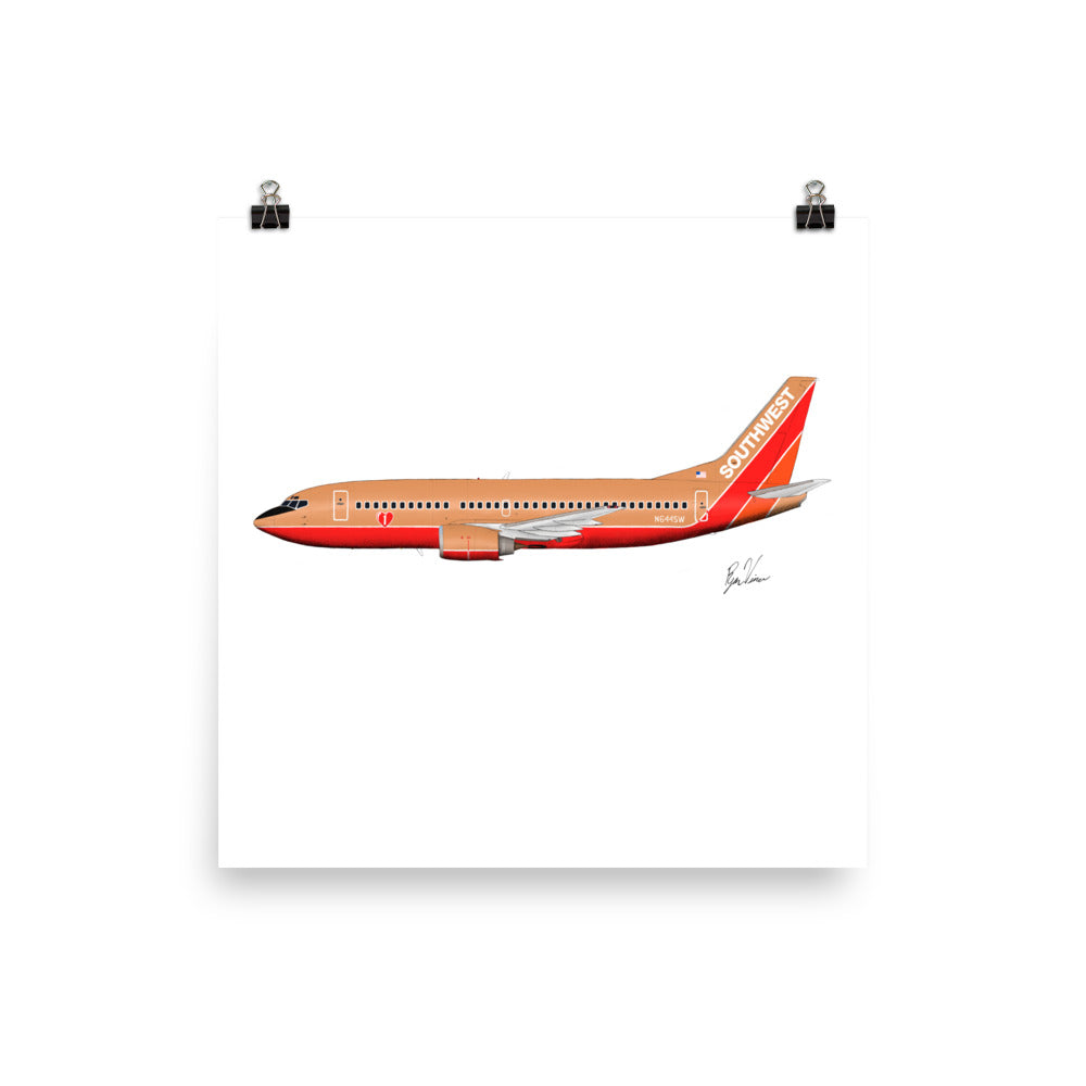 Southwest Airlines Boeing 737-300 Old Colors Profile View Print