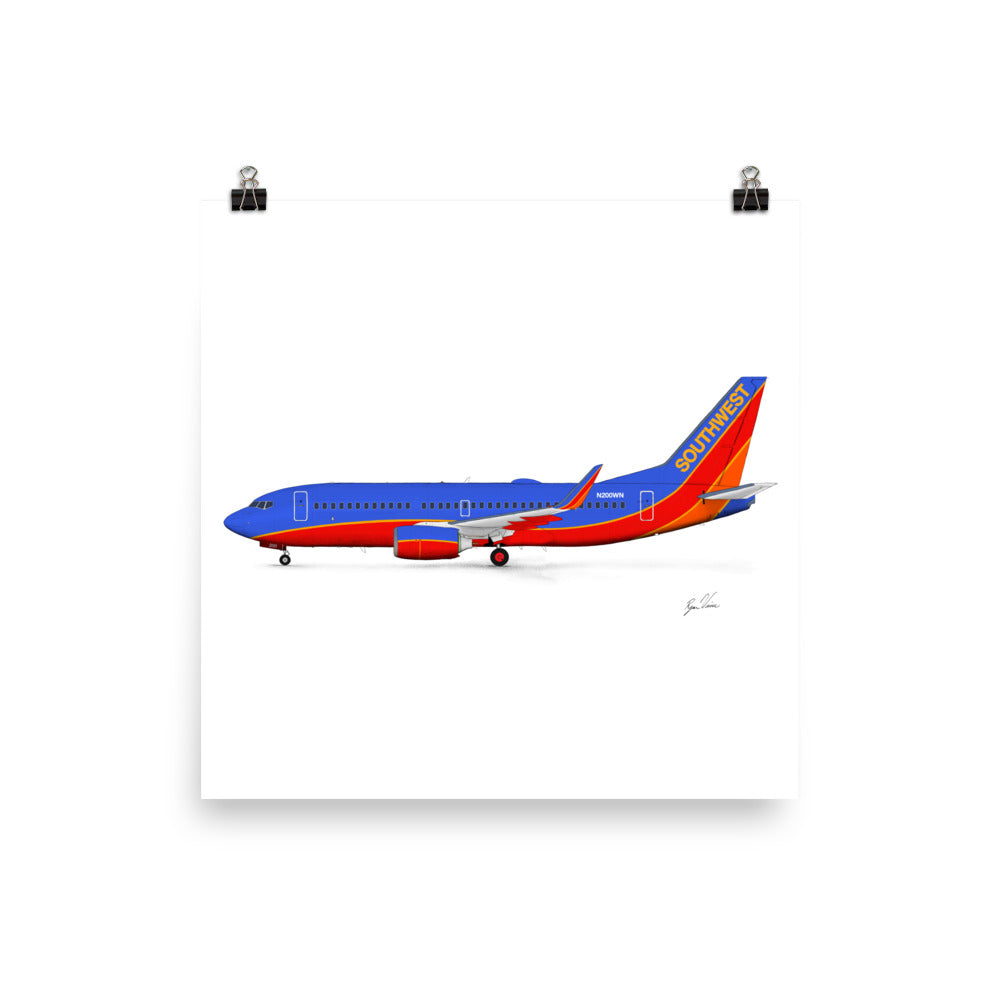 Southwest Airlines Boeing 737-700 Canyon Blue Print