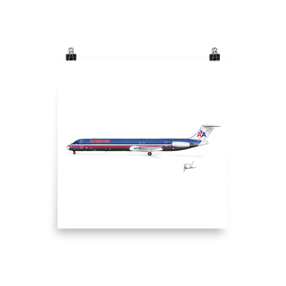 American Airlines McDonnell Douglas MD-80 Side Profile Print