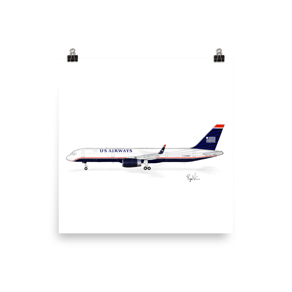 US Airways Boeing 757-200 Side Profile Print