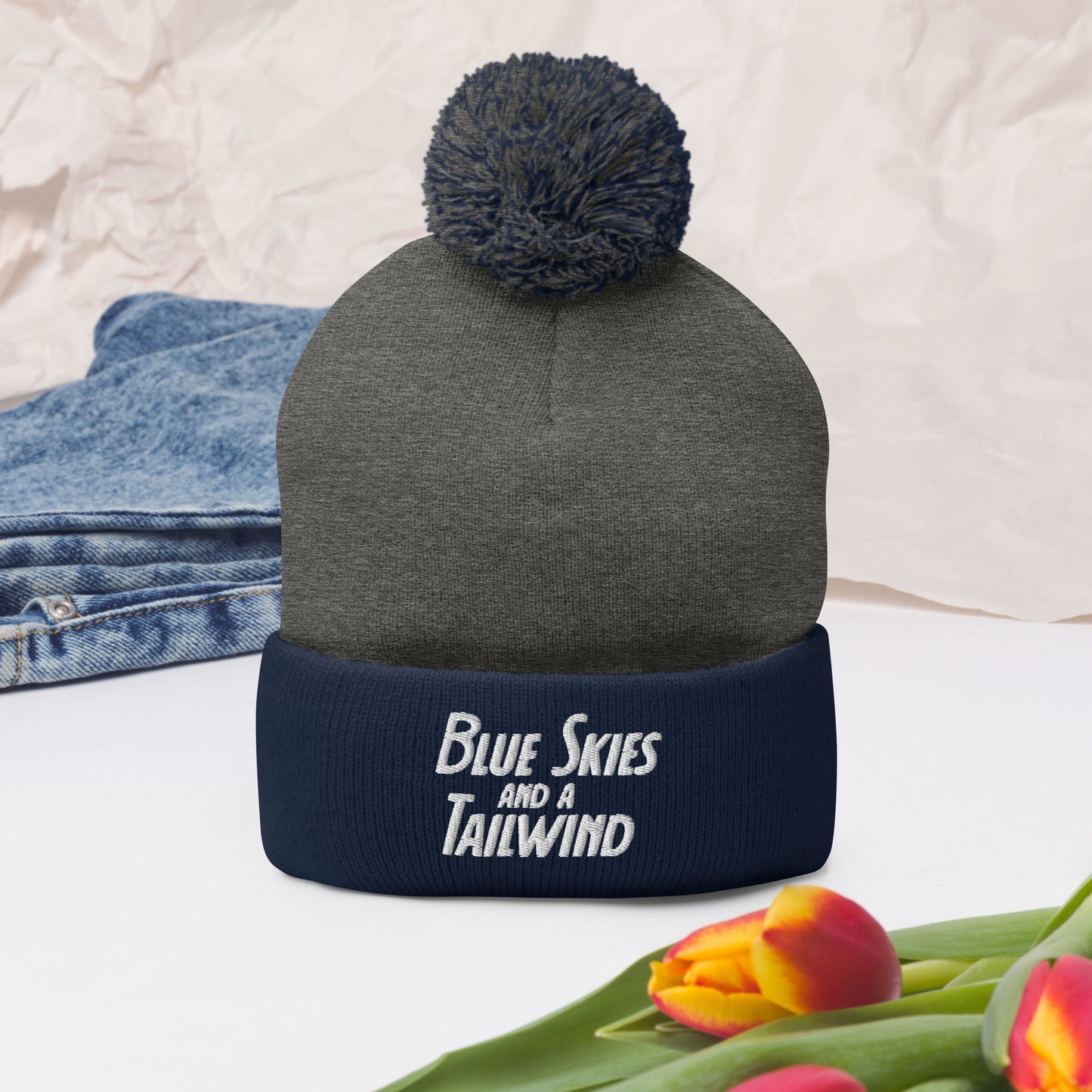 Blue Skies and a Tailwind Pom-Pom Beanie