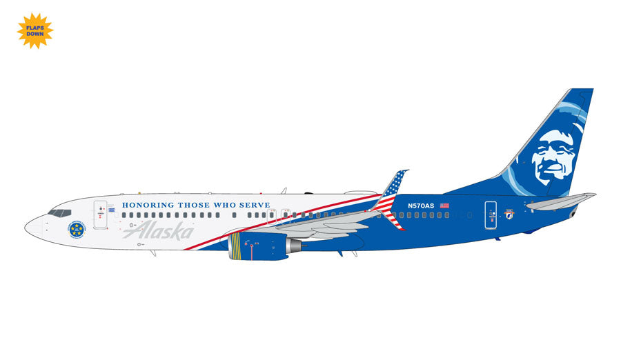 GeminiJets 1/200 Alaska Airlines Boeing 737-800 Veterans Flaps Down