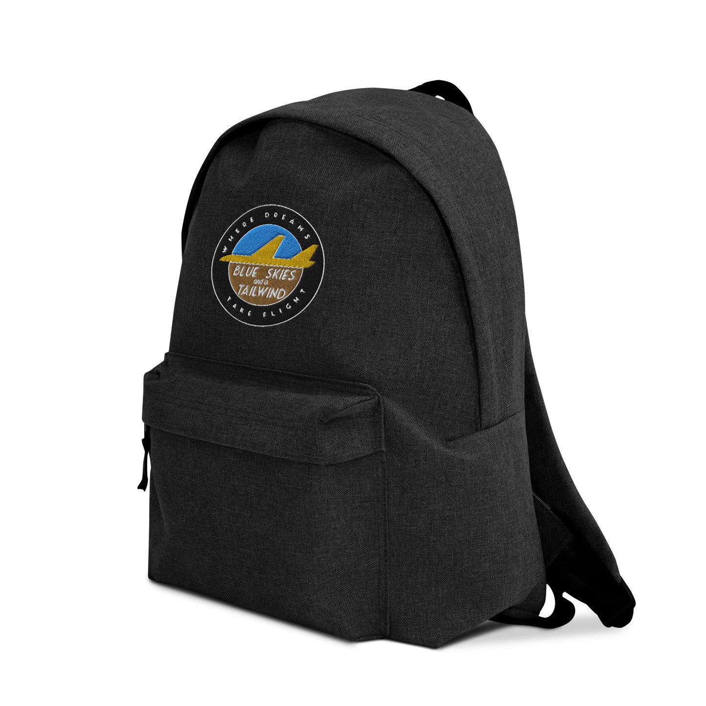 Blue Skies and a Tailwind Embroidered Backpack