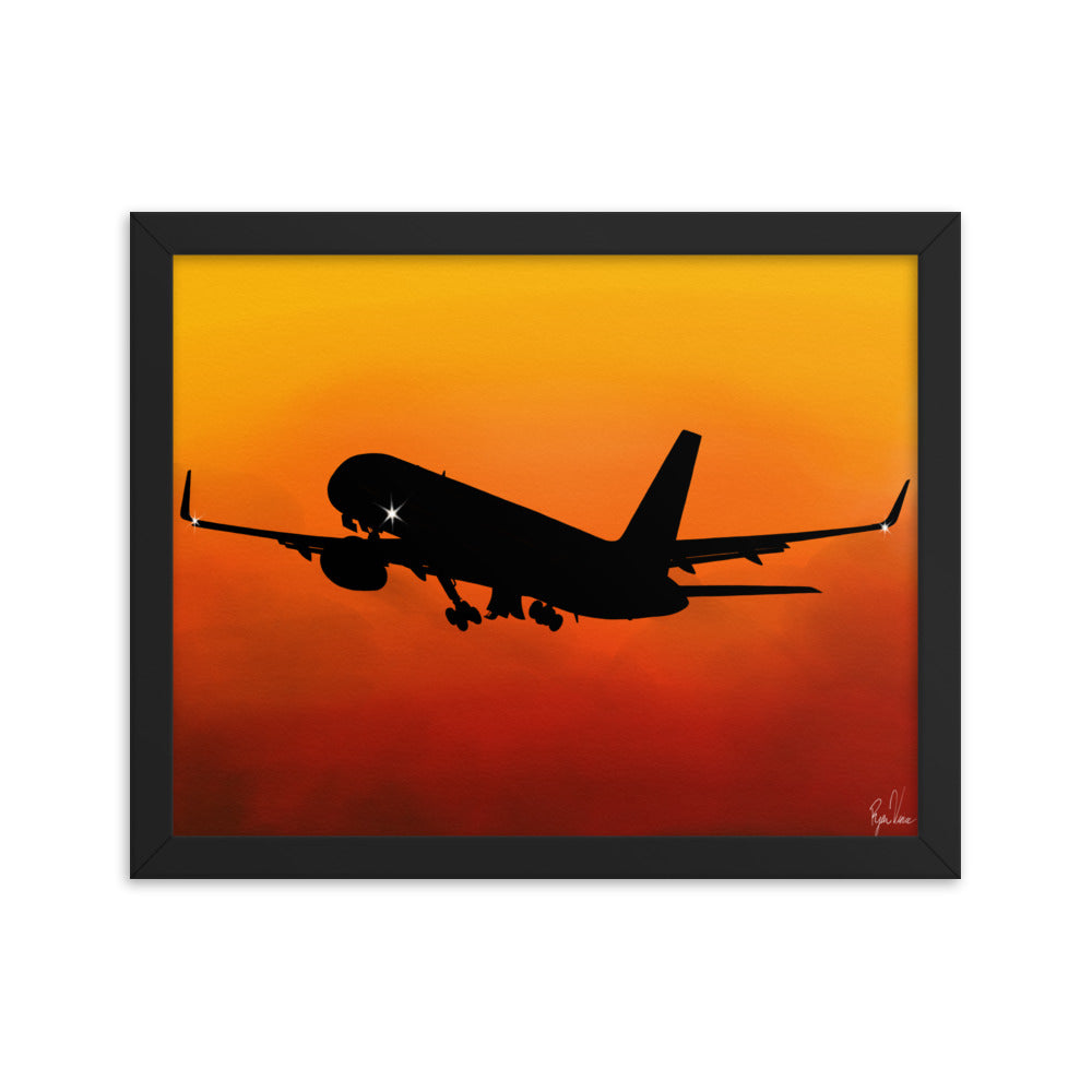 Boeing 757 Sunset Takeoff Framed Poster