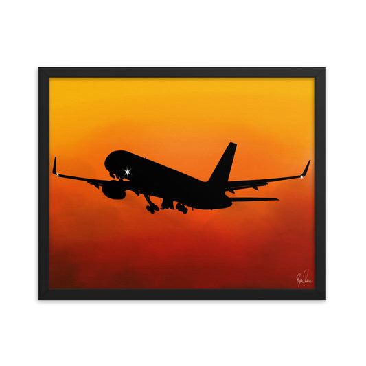 Boeing 757 Sunset Takeoff Framed Poster