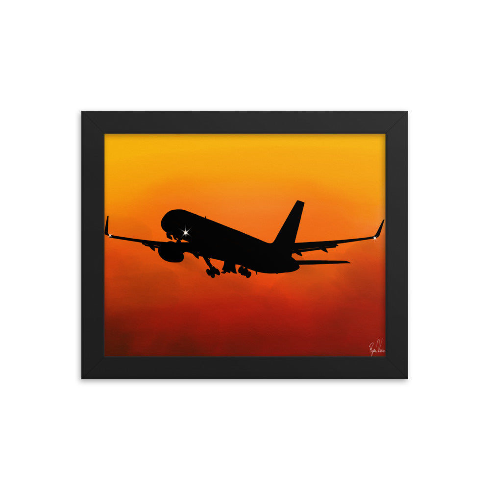 Boeing 757 Sunset Takeoff Framed Poster