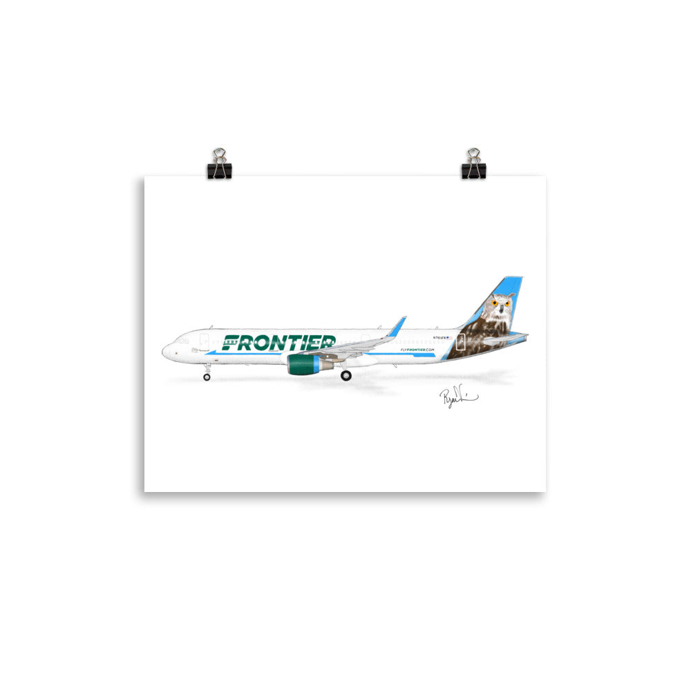 Frontier Airlines A321 Otto the Owl Profile View Print