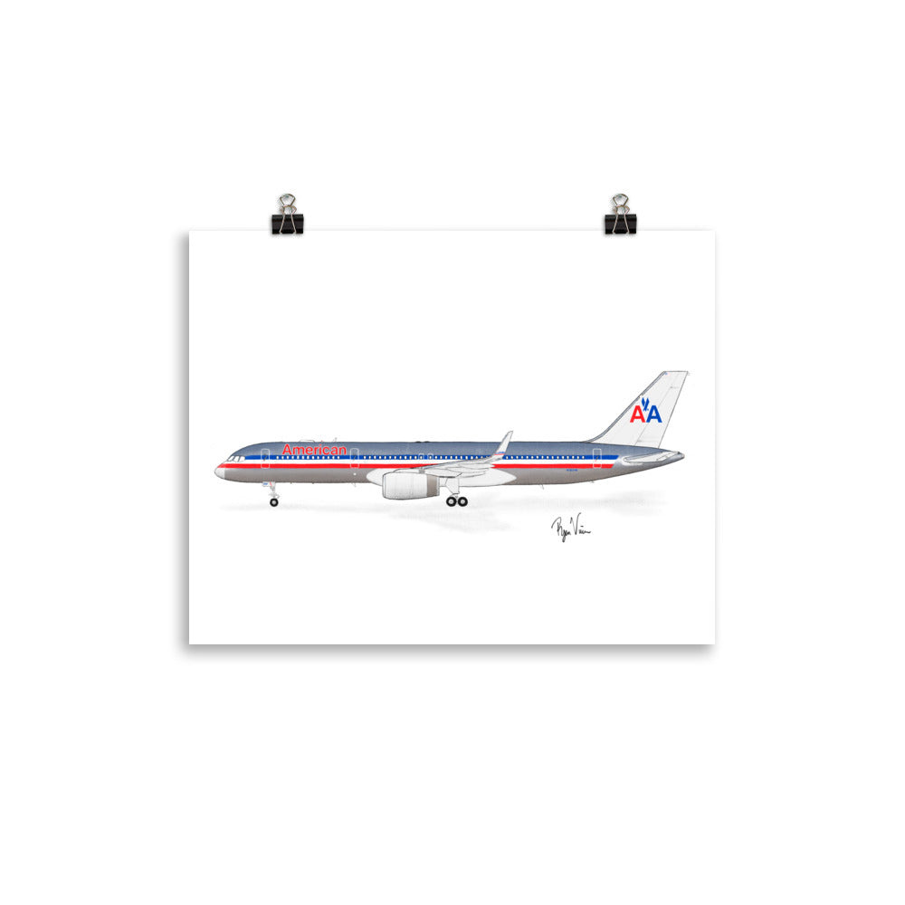 American Airlines Boeing 757-200 Side Profile Print