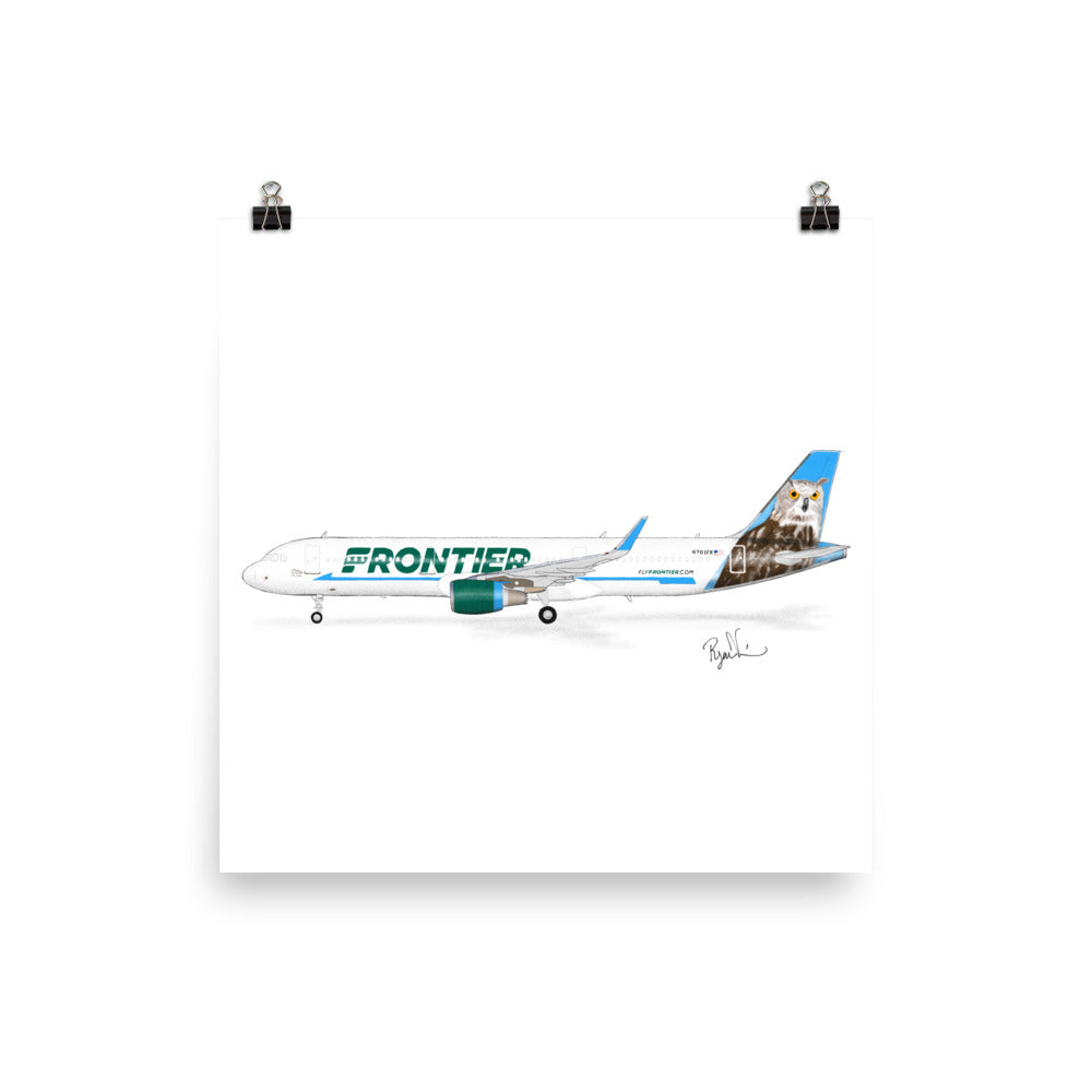 Frontier Airlines A321 Otto the Owl Profile View Print