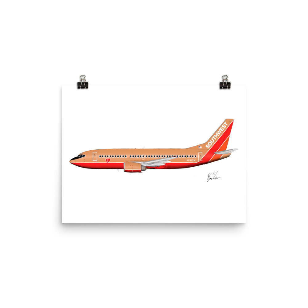 Southwest Airlines Boeing 737-300 Old Colors Profile View Print