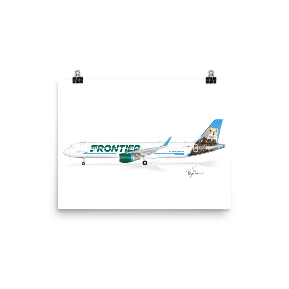 Frontier Airlines A321 Otto the Owl Profile View Print