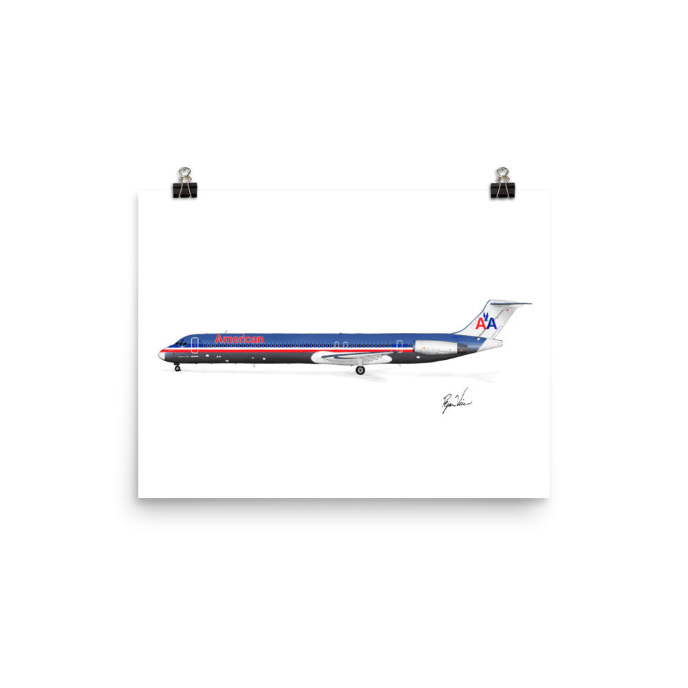 American Airlines McDonnell Douglas MD-80 Side Profile Print