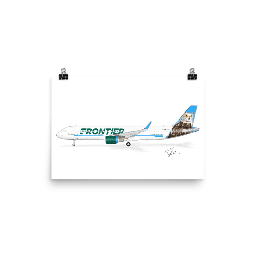 Frontier Airlines A321 Otto the Owl Profile View Print