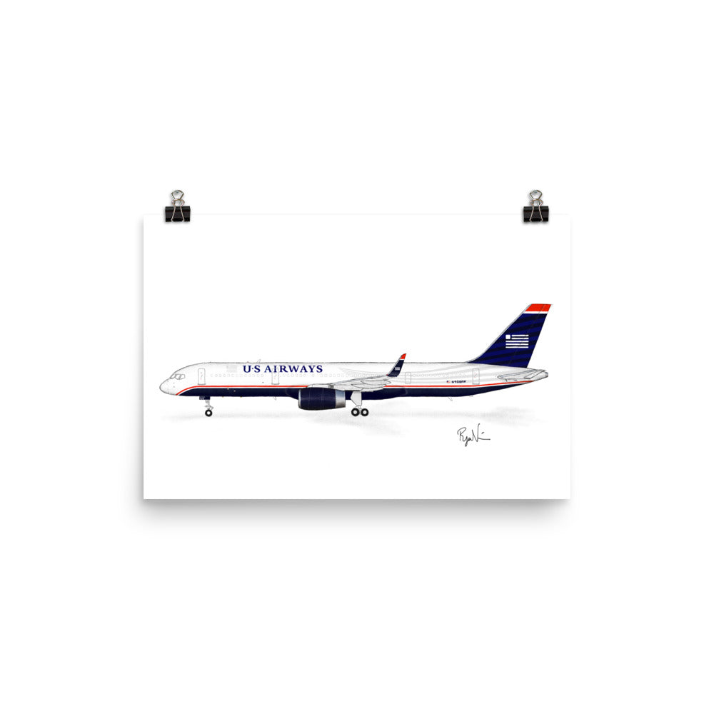 US Airways Boeing 757-200 Side Profile Print