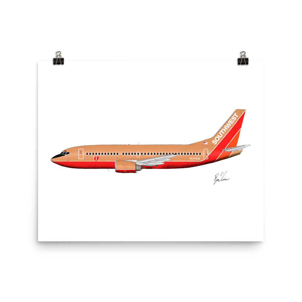 Southwest Airlines Boeing 737-300 Old Colors Profile View Print