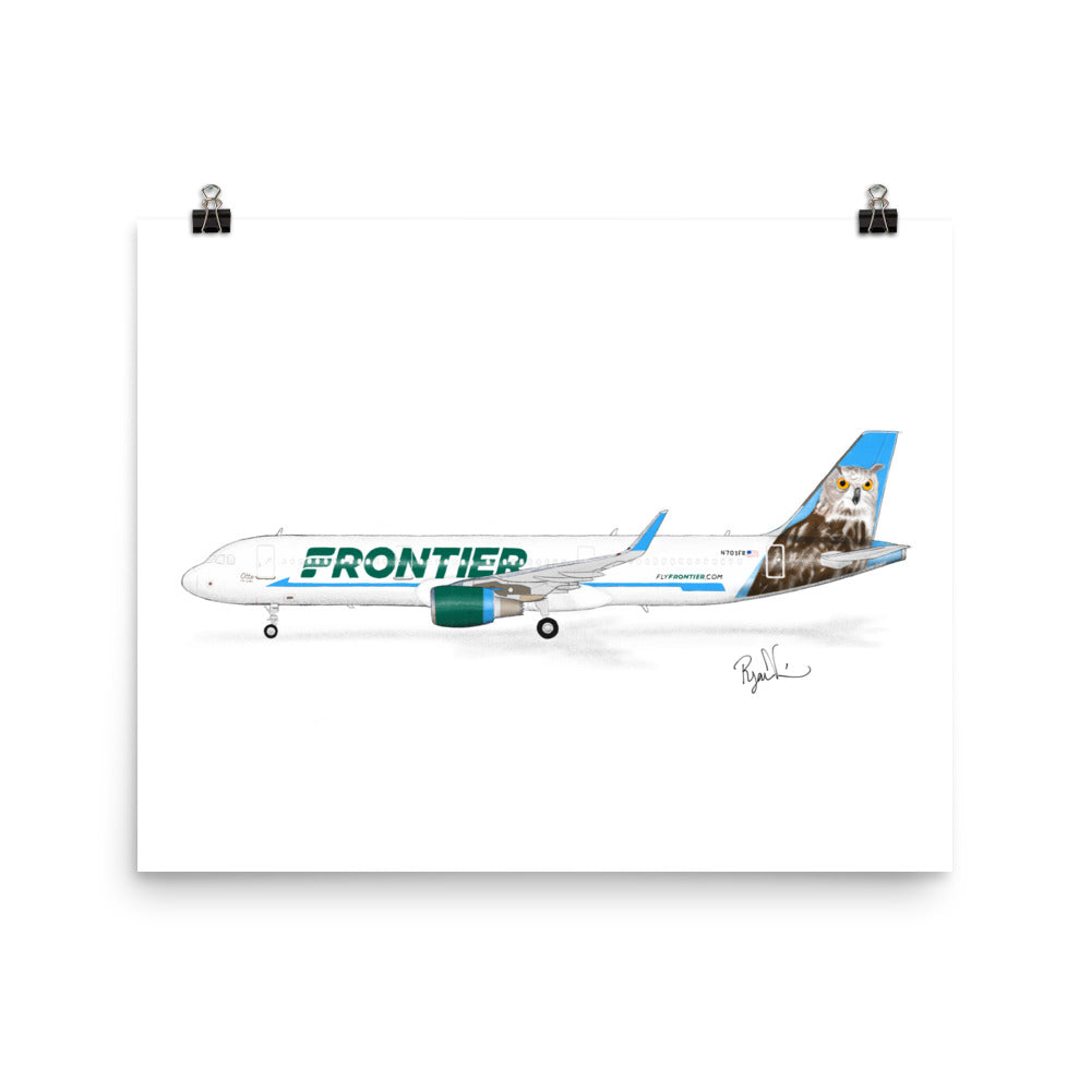 Frontier Airlines A321 Otto the Owl Profile View Print