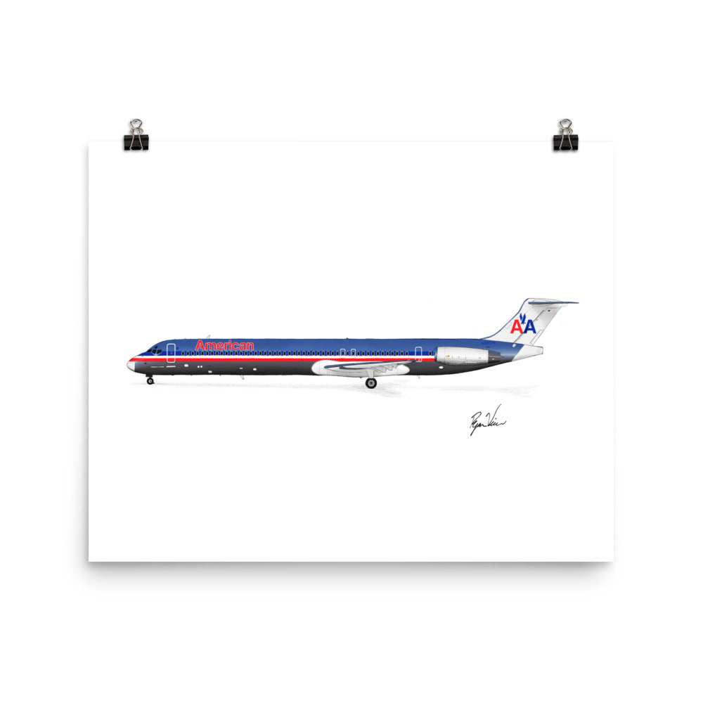 American Airlines McDonnell Douglas MD-80 Side Profile Print