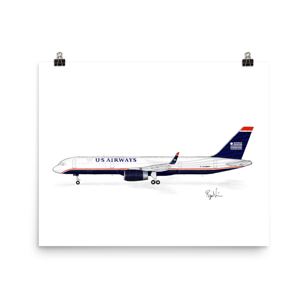 US Airways Boeing 757-200 Side Profile Print