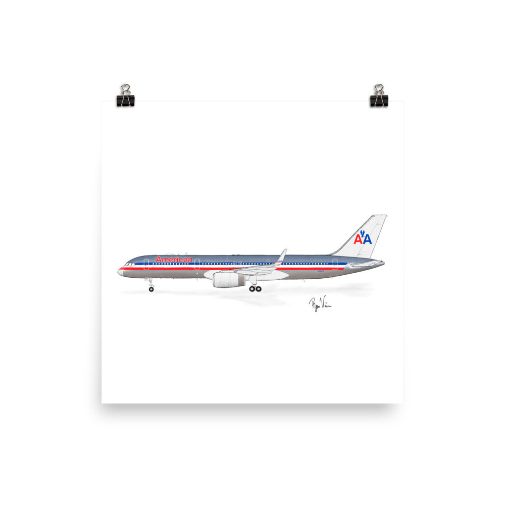 American Airlines Boeing 757-200 Side Profile Print
