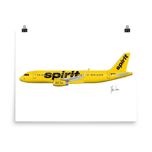Spirit Airlines A320 Profile View Print