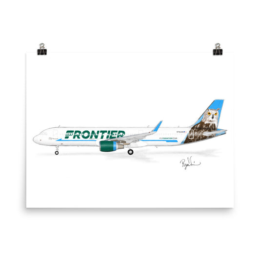 Frontier Airlines A321 Otto the Owl Profile View Print