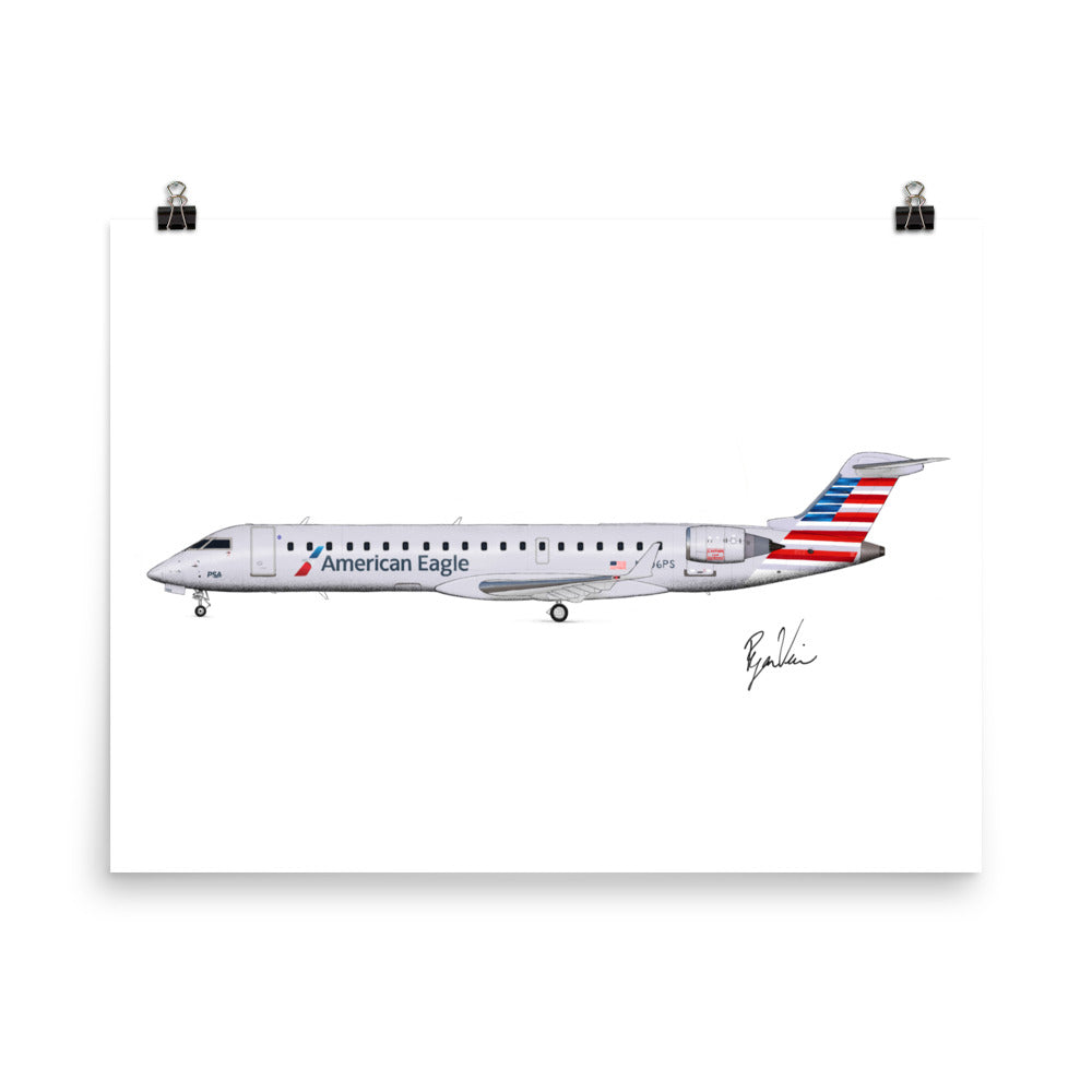 American Eagle (PSA) Bombardier CRJ-700 Side Profile Print