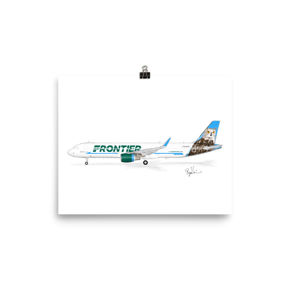 Frontier Airlines A321 Otto the Owl Profile View Print