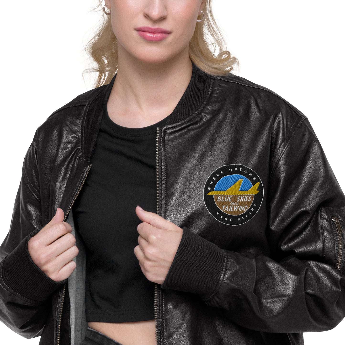 Blue Skies and a Tailwind Leather Bomber Jacket