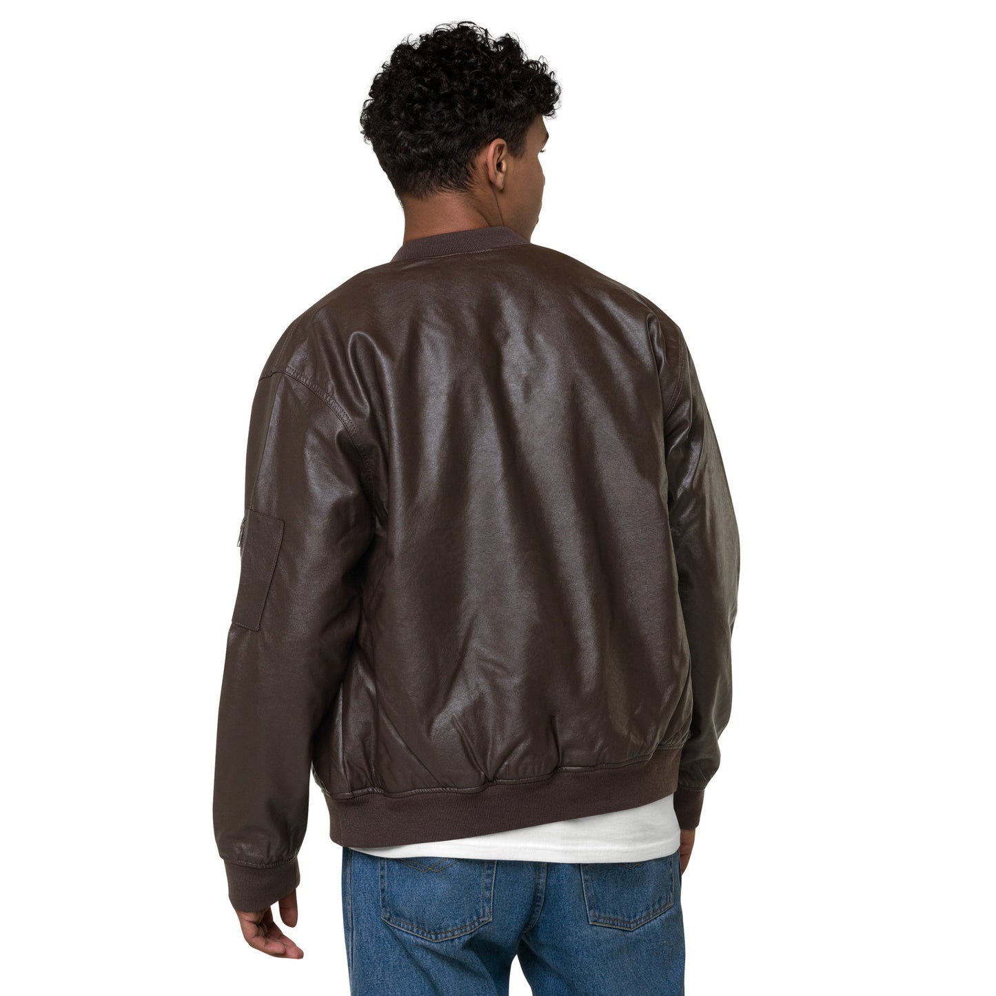 Blue Skies and a Tailwind Text Logo Leather Bomber Jacket