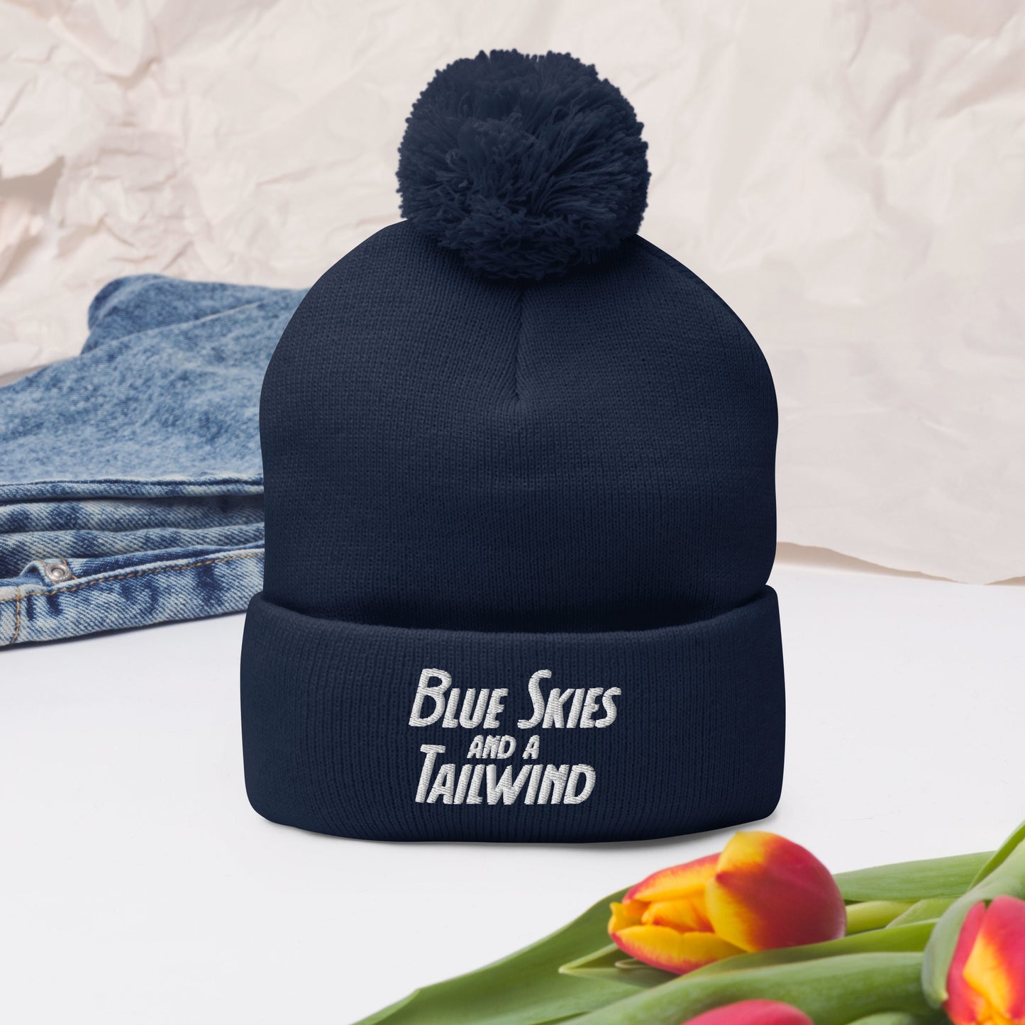 Blue Skies and a Tailwind Pom-Pom Beanie